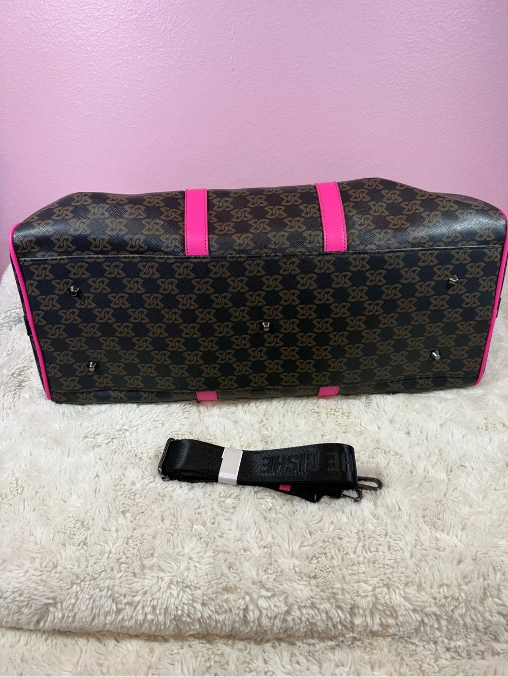 Pink-Accented Monogram Weekender Bag - Picture 5 of 5